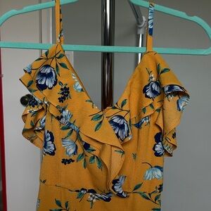 Floral Ruffle Yellow Dress